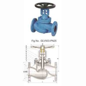 DIN3356 PN25 CAST STEEL BELLOW GLOBE VALVE